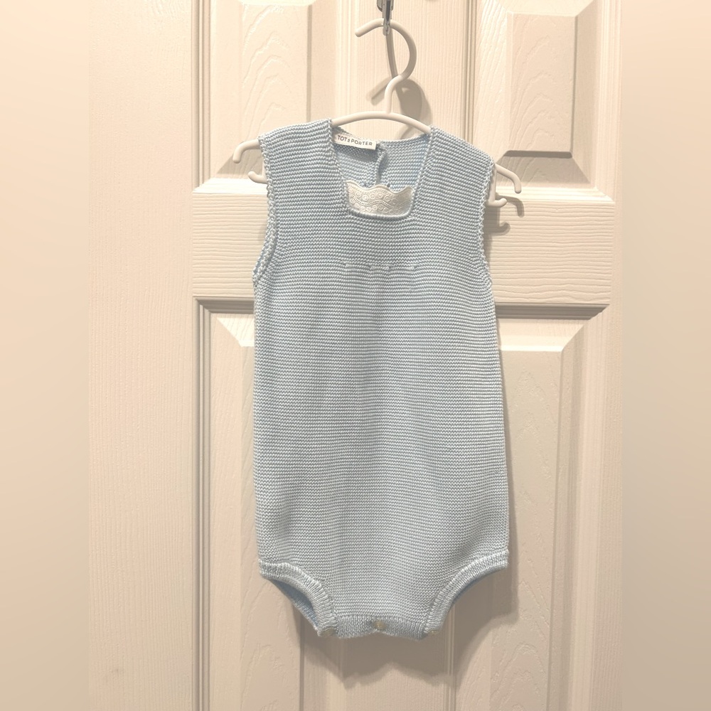 Tot-a-porter knit blue bubble with button closure size 12m